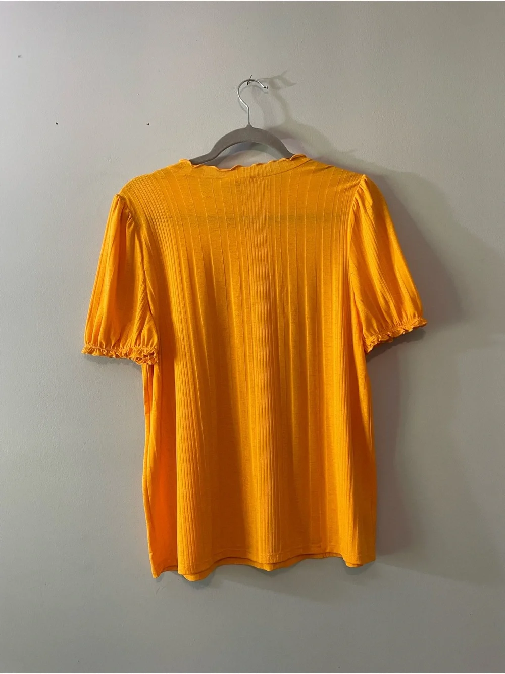 Loft Mustard Yellow Ribbed Short Sleeve Top